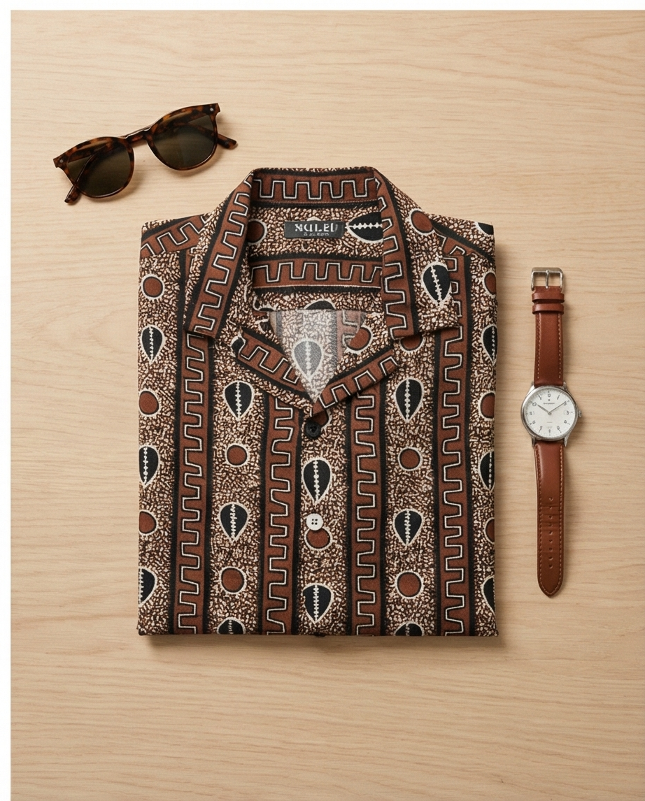 Brown bogolan cotton shirt
