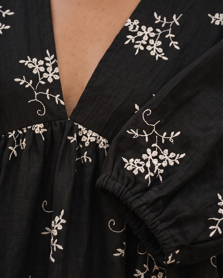 Floral summer black dress