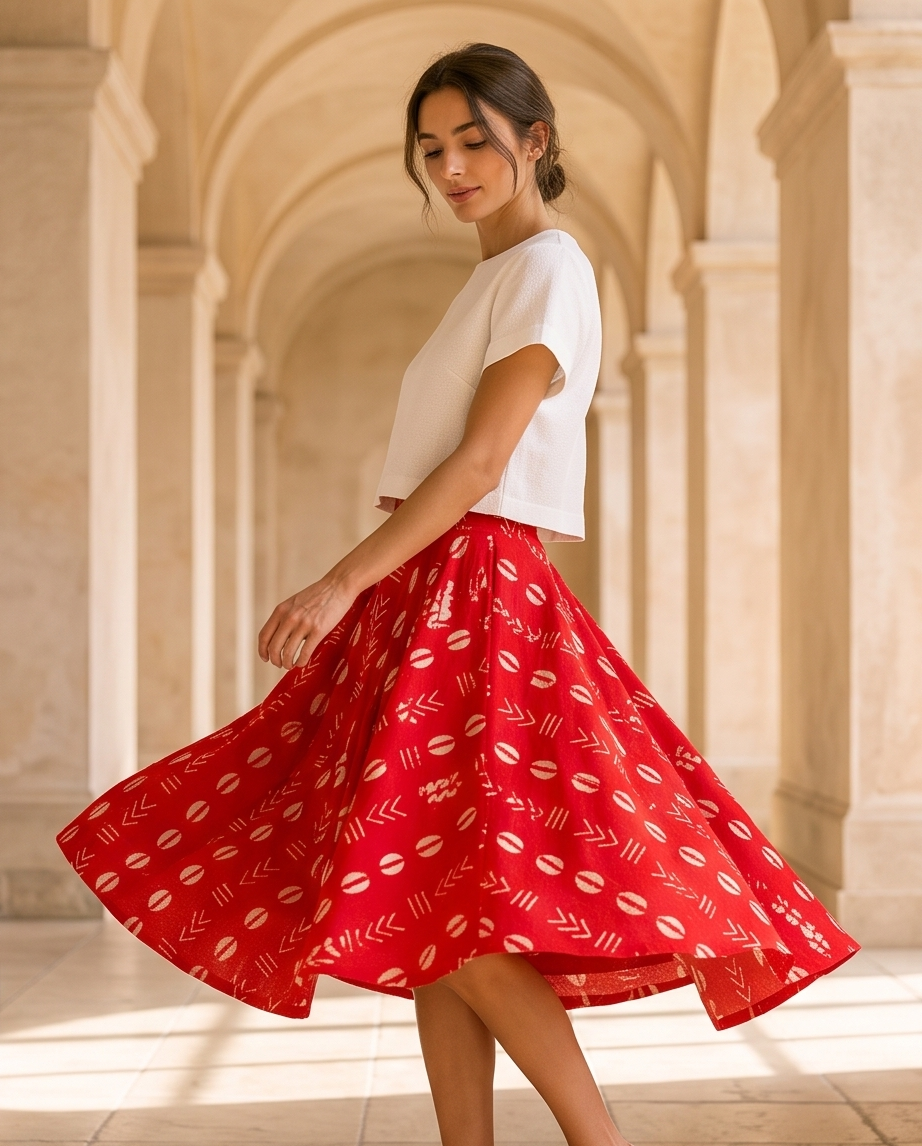 Midi length African skirt
