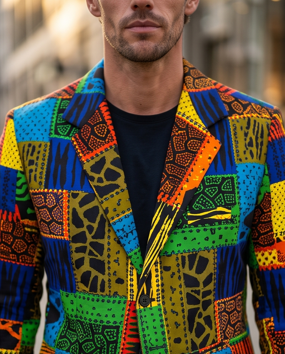 Mens african print blazer