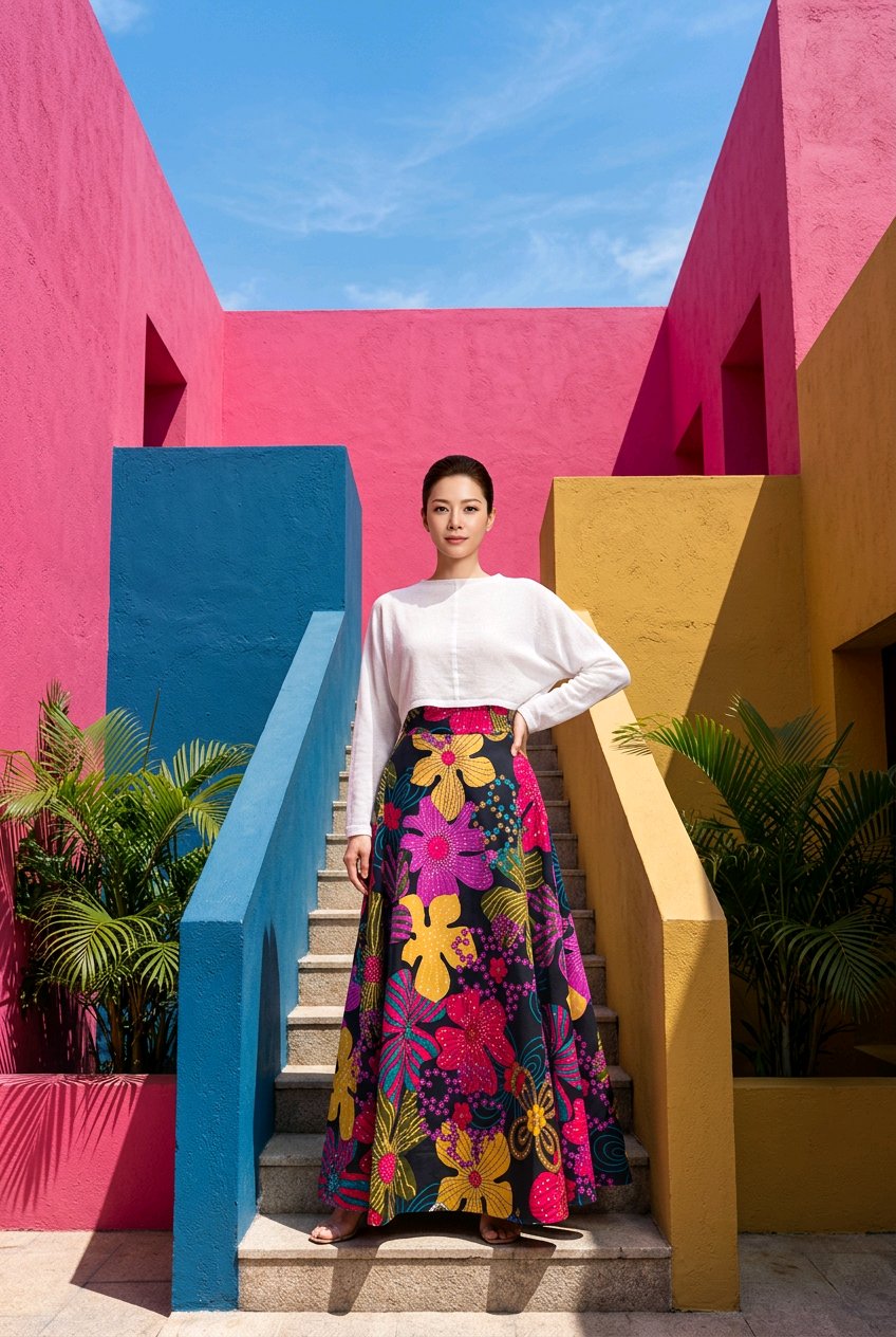 Full length voluminous skirt