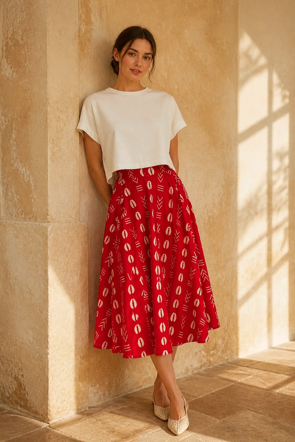 Midi length African skirt