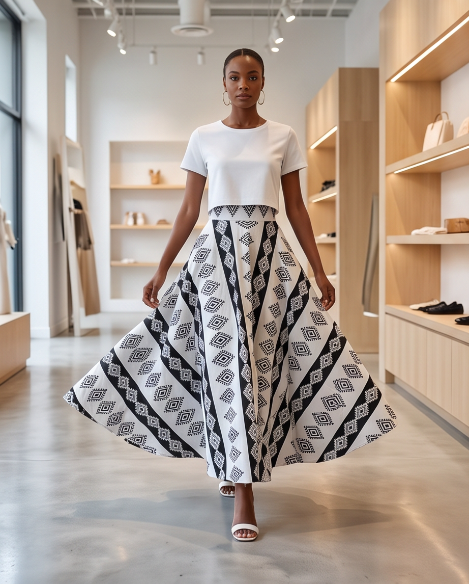 B/W full length skirt