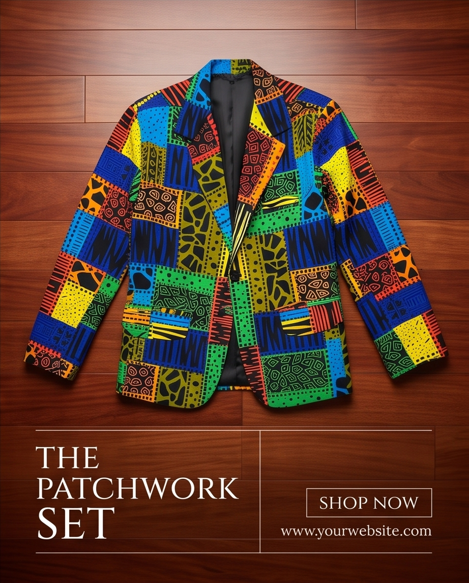 Mens african print blazer