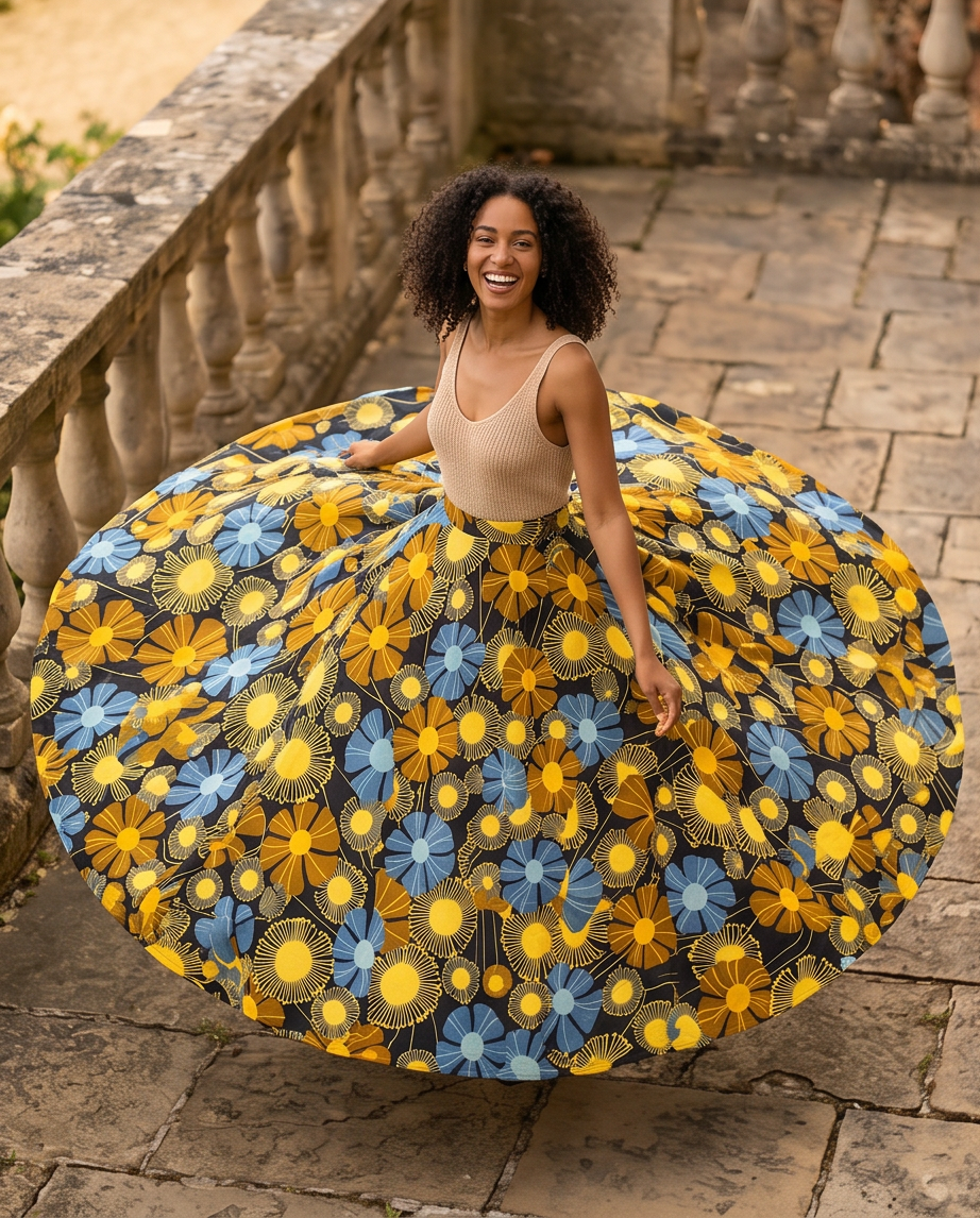 Full length voluminous skirt