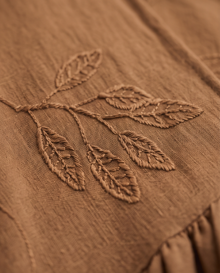 Caramel brown embroidered dress