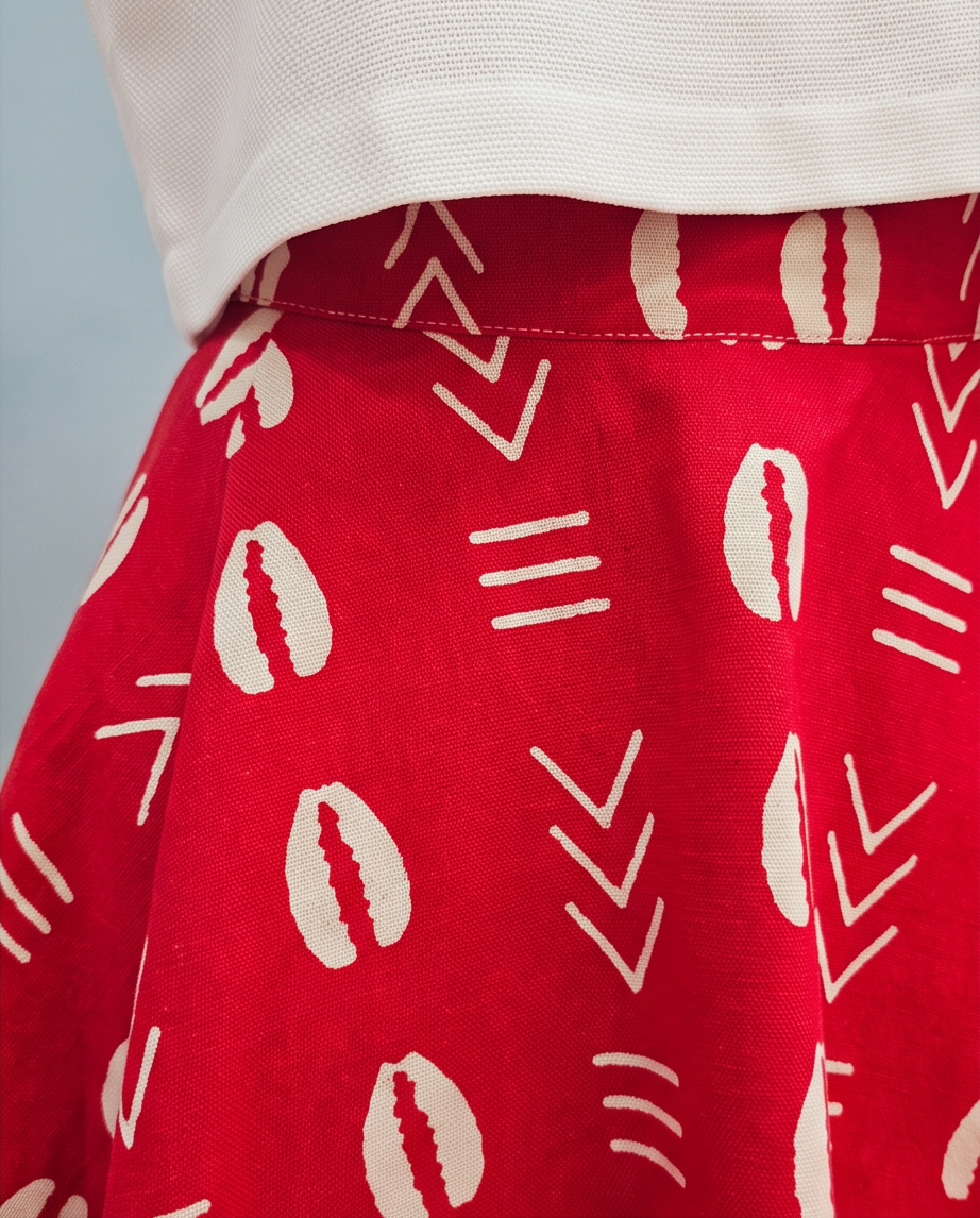 Midi length African skirt