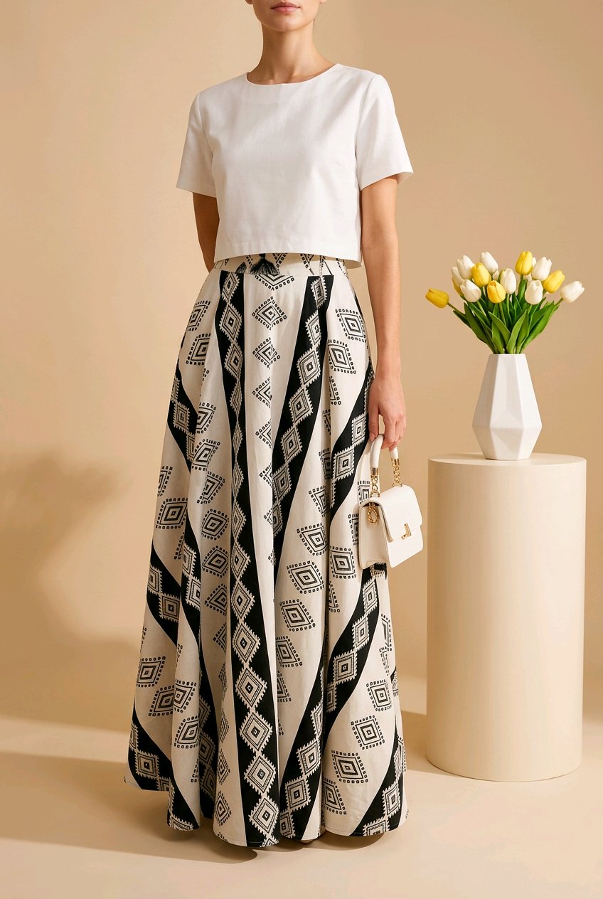 B/W full length skirt