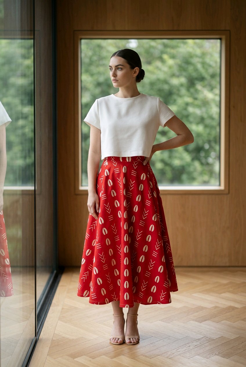 Midi length African skirt