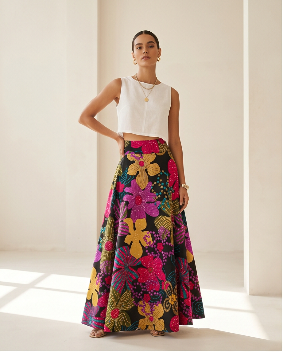 Full length voluminous skirt