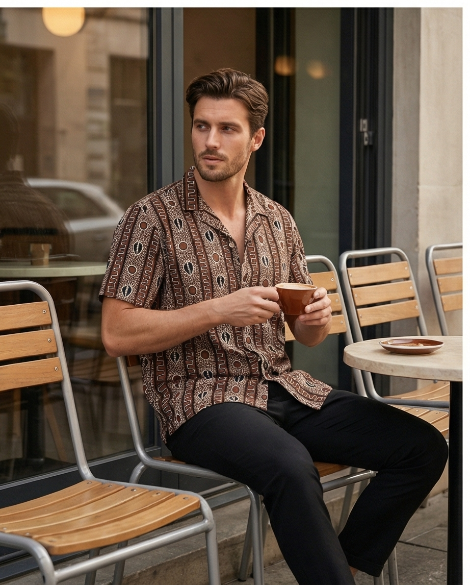 Brown bogolan cotton shirt