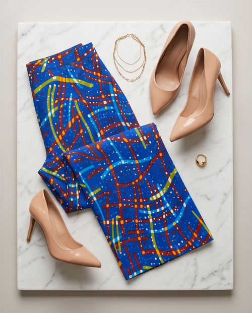 Bootleg african print trousers