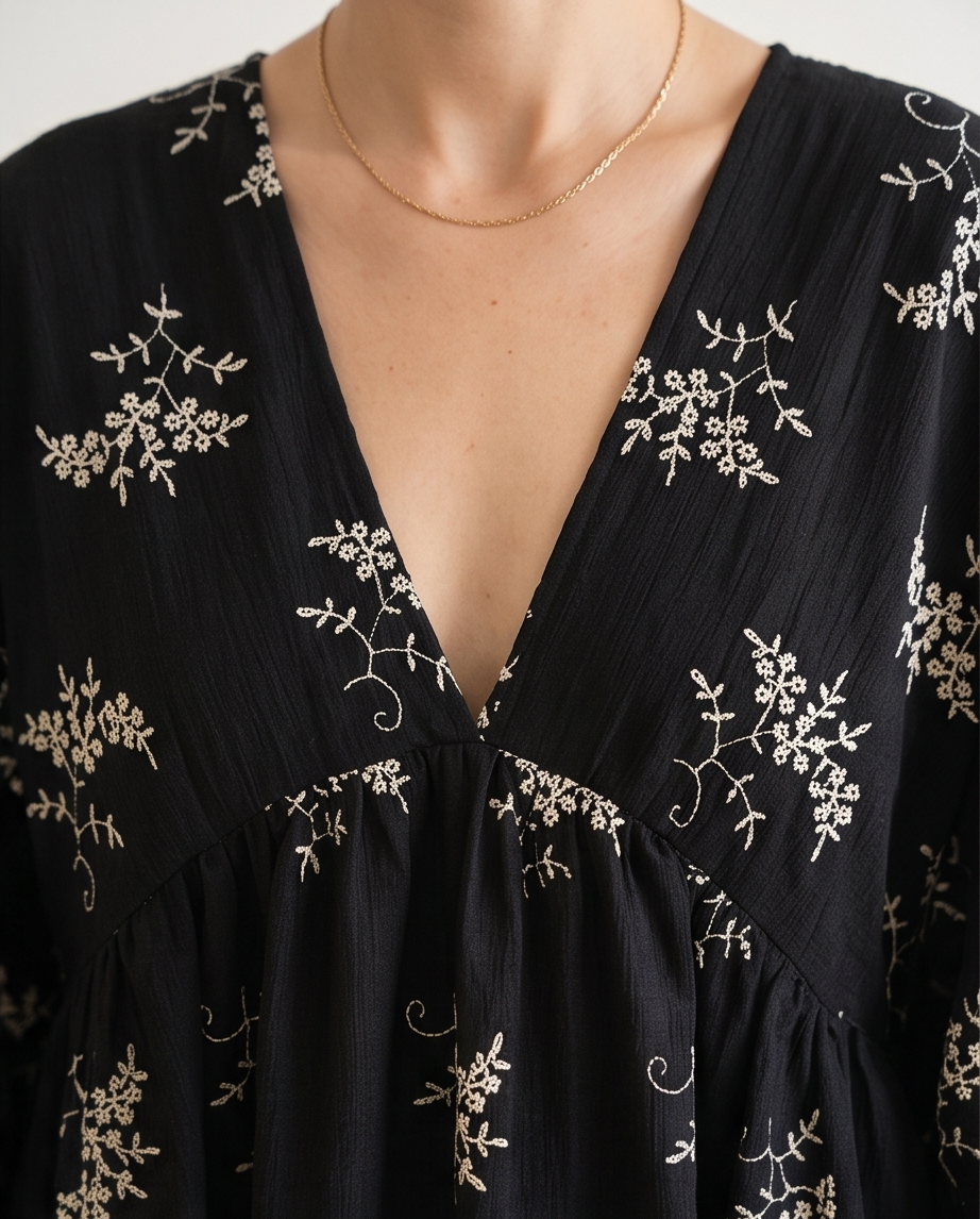 Floral summer black dress