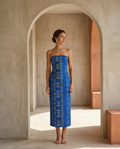 Strapless Blue Bogolan Dress - One Size, Customizable