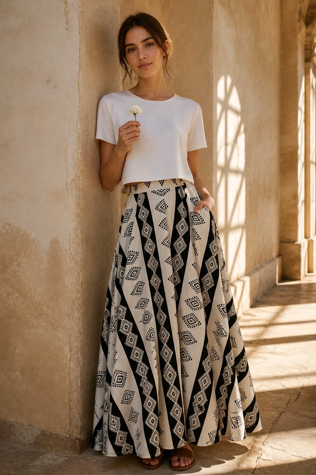 B/W full length skirt