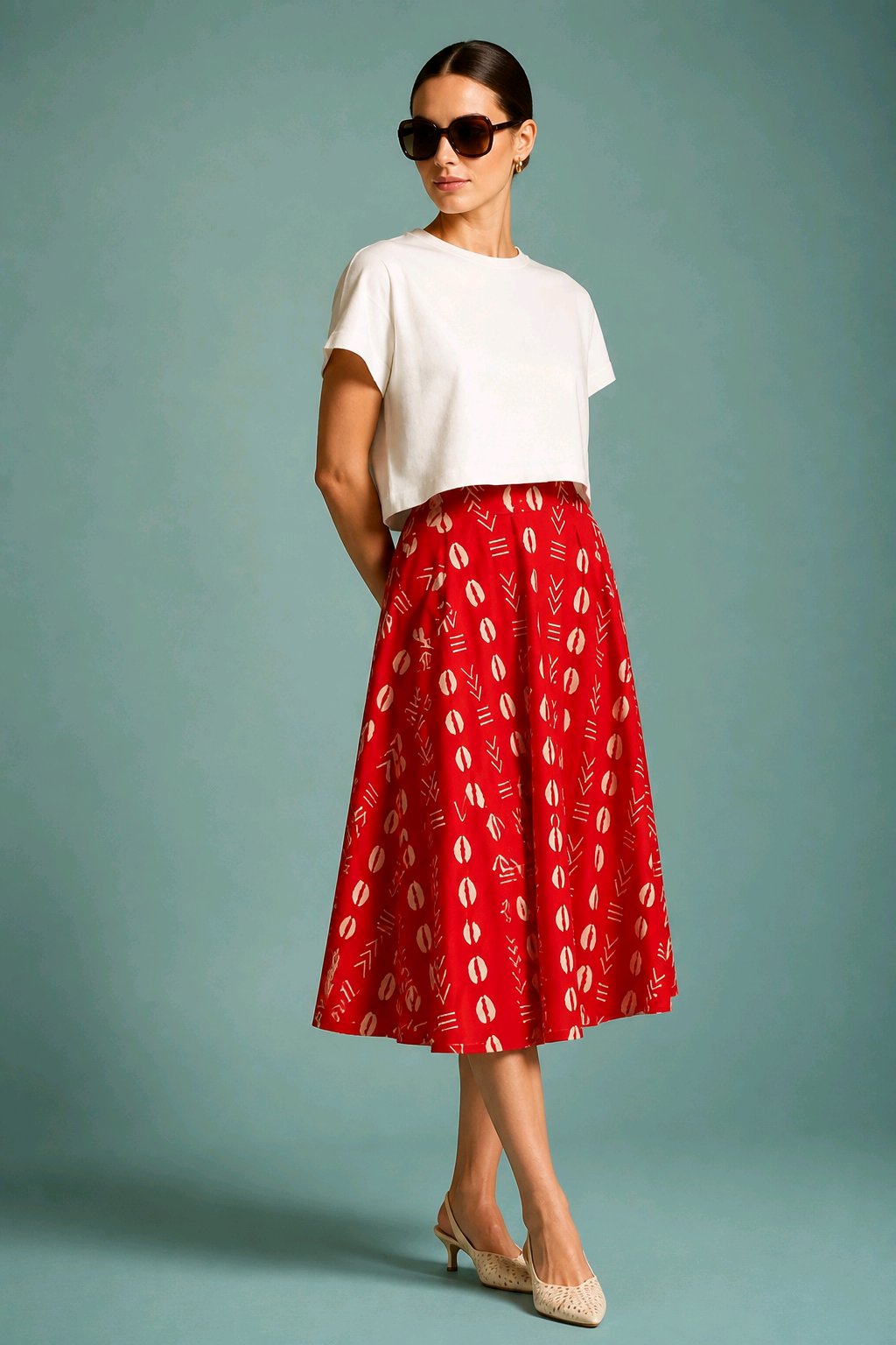 Midi length African skirt
