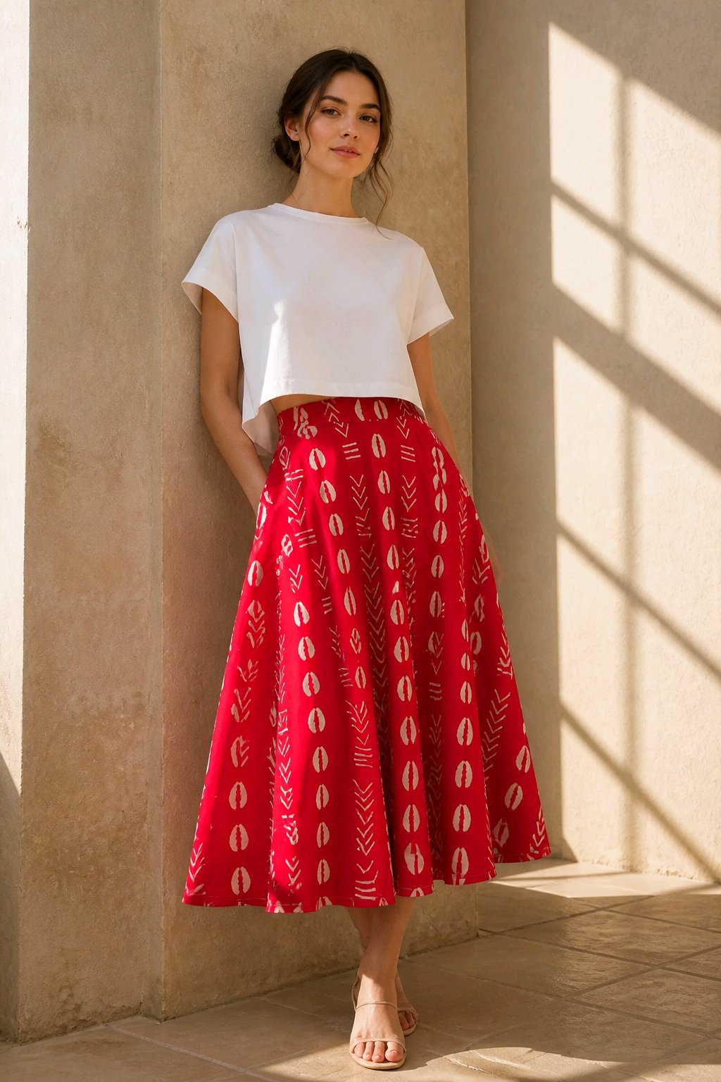 Midi length African skirt