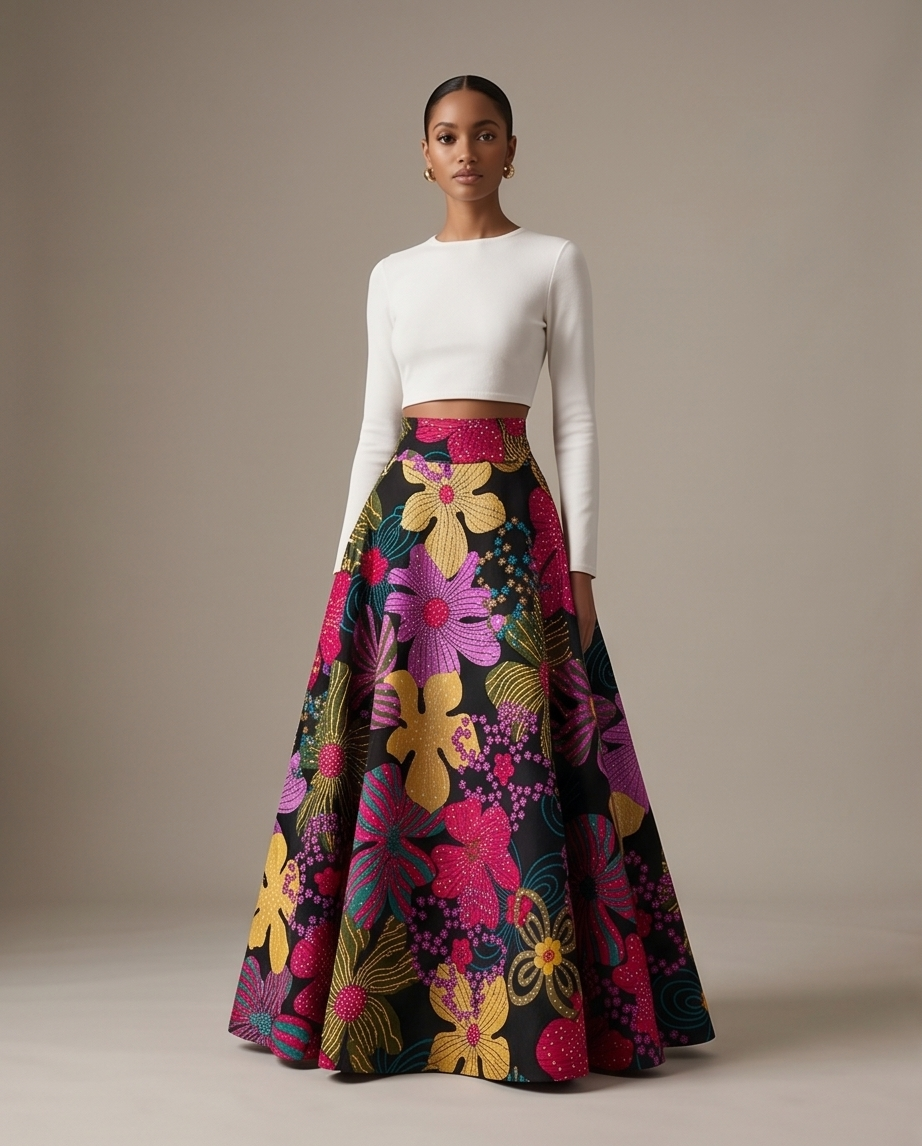 Full length voluminous skirt