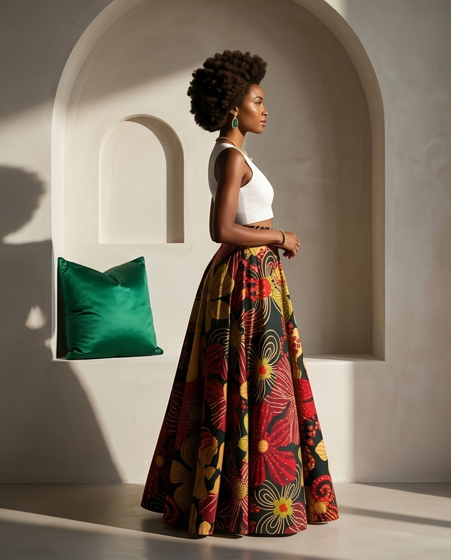 Full length voluminous skirt