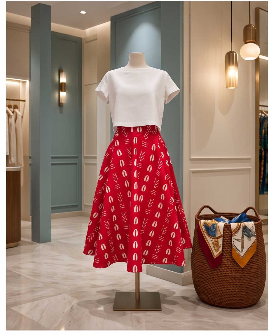 Midi length African skirt