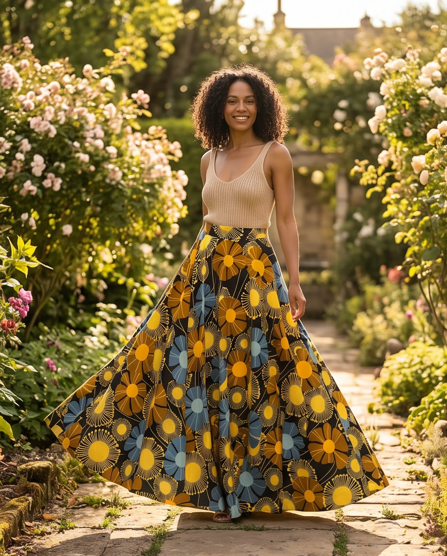 Full length voluminous skirt