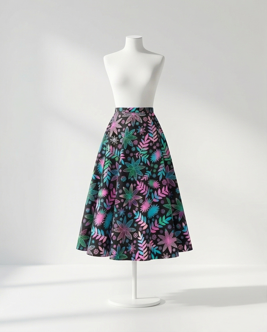 Floral African print midi circle skirt
