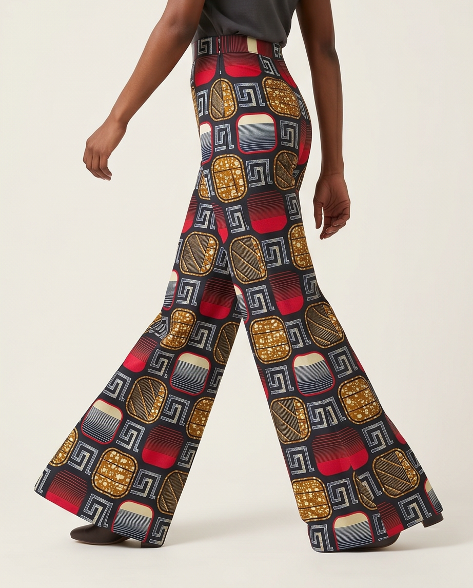 High waist Bootleg african print trousers
