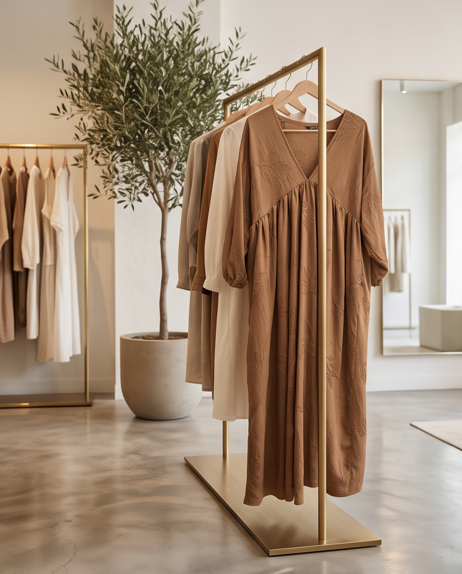 Caramel brown embroidered dress