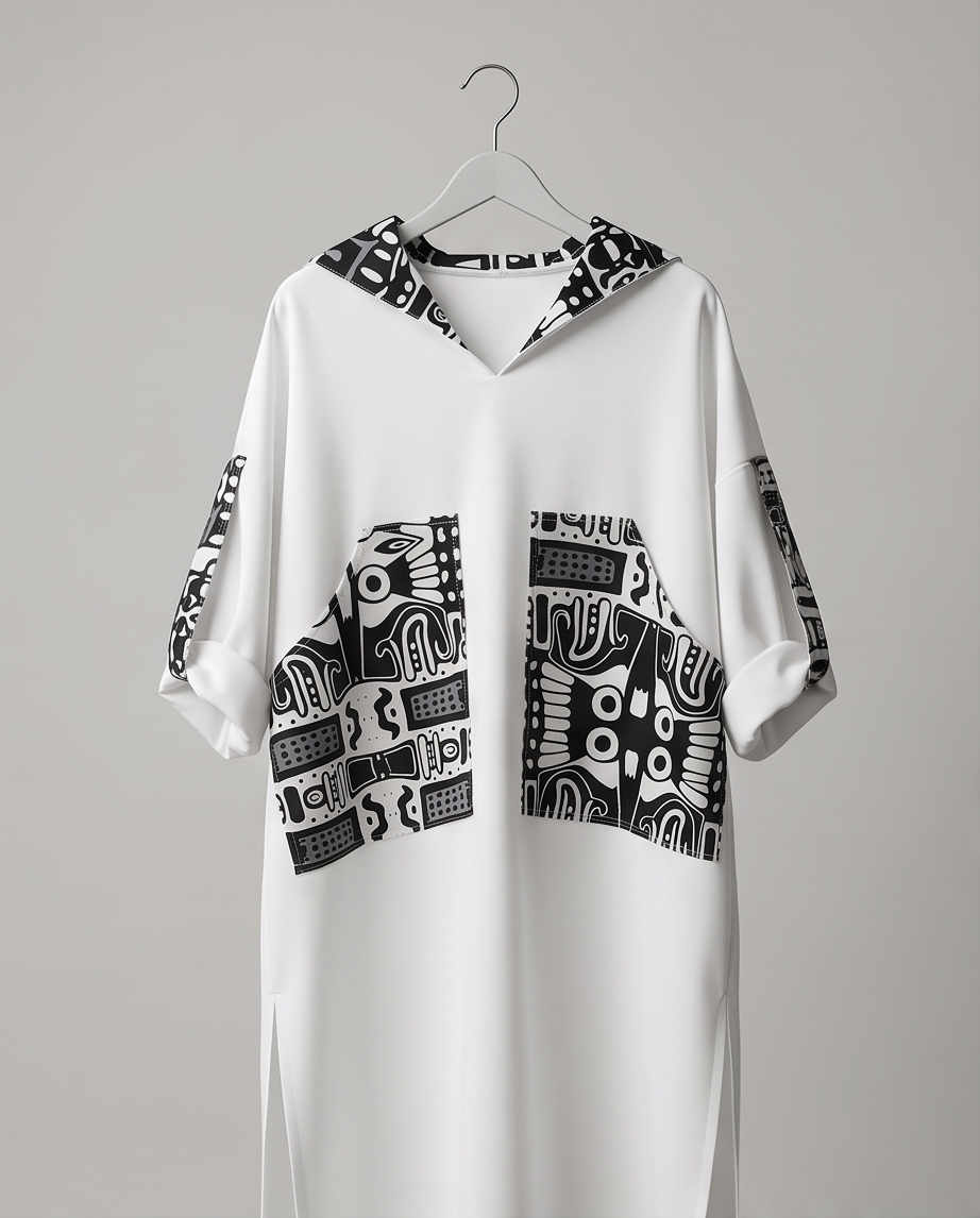 Hooded kaftan dress
