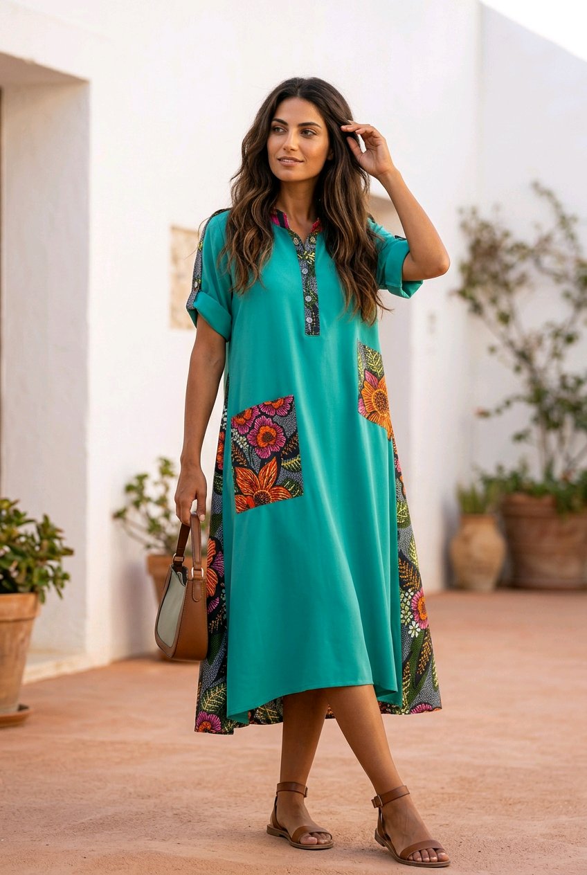 Green shirt dress