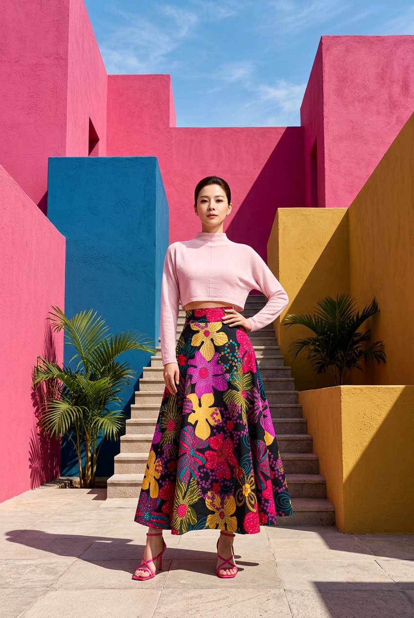 Full length voluminous skirt