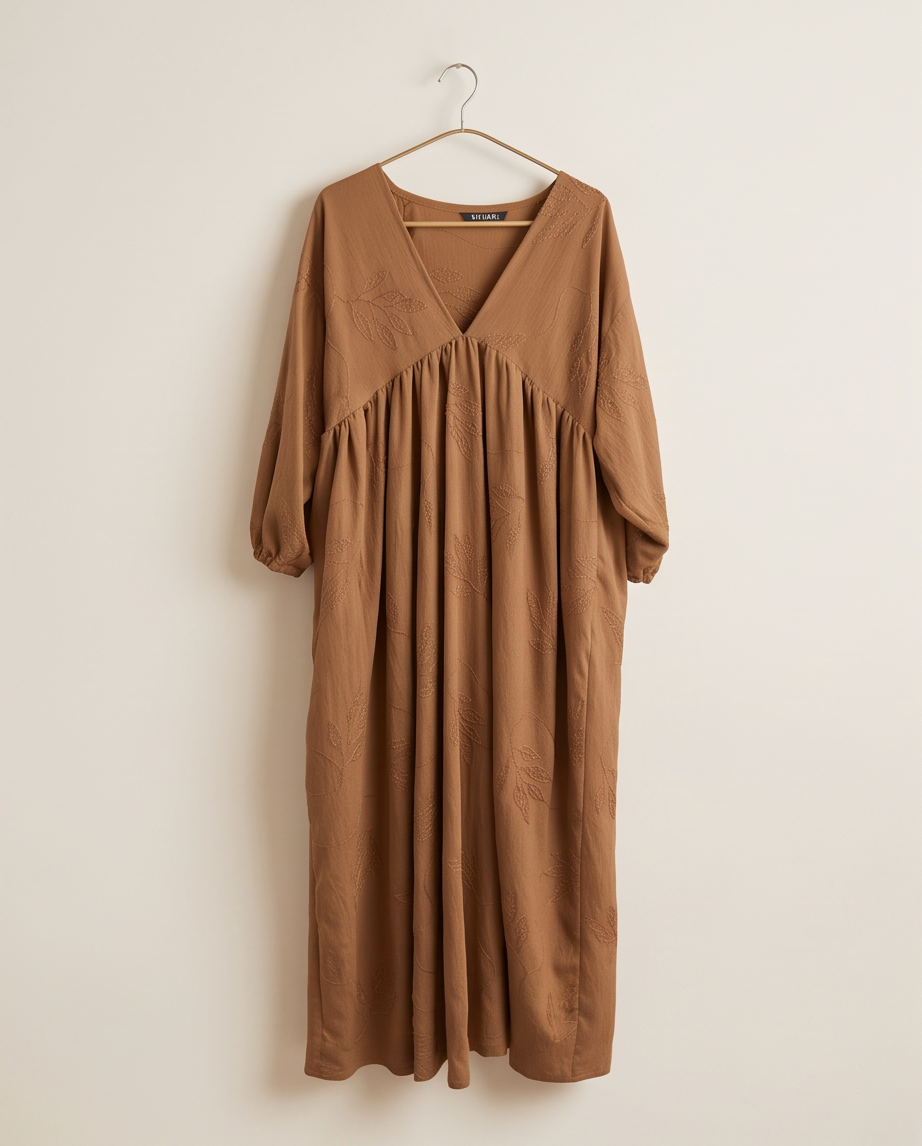 Caramel brown embroidered dress