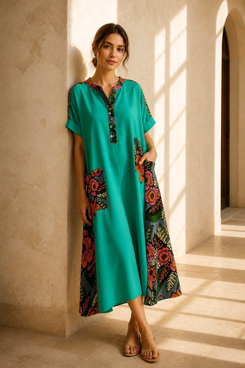 Green shirt dress