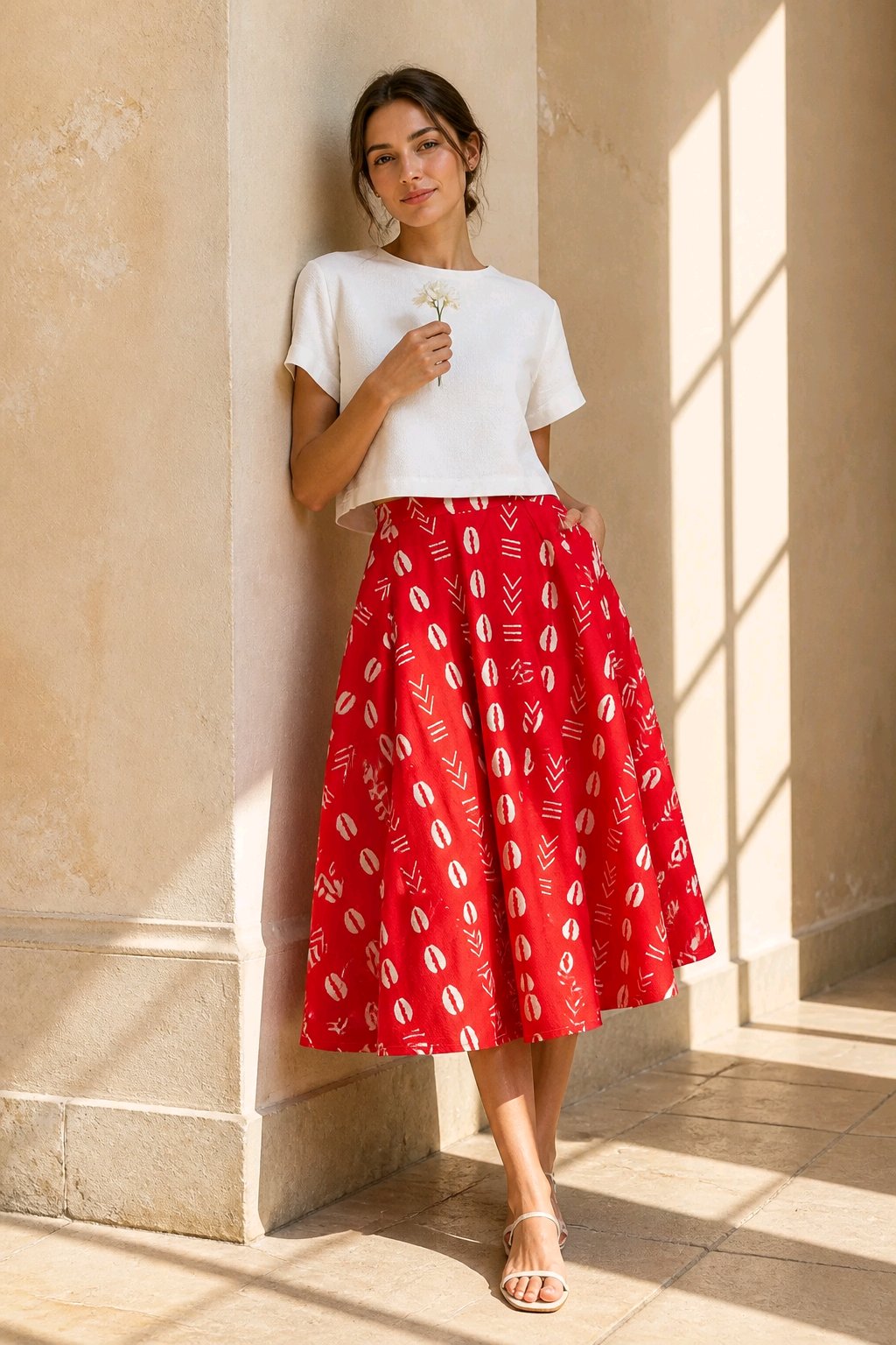 Midi length African skirt