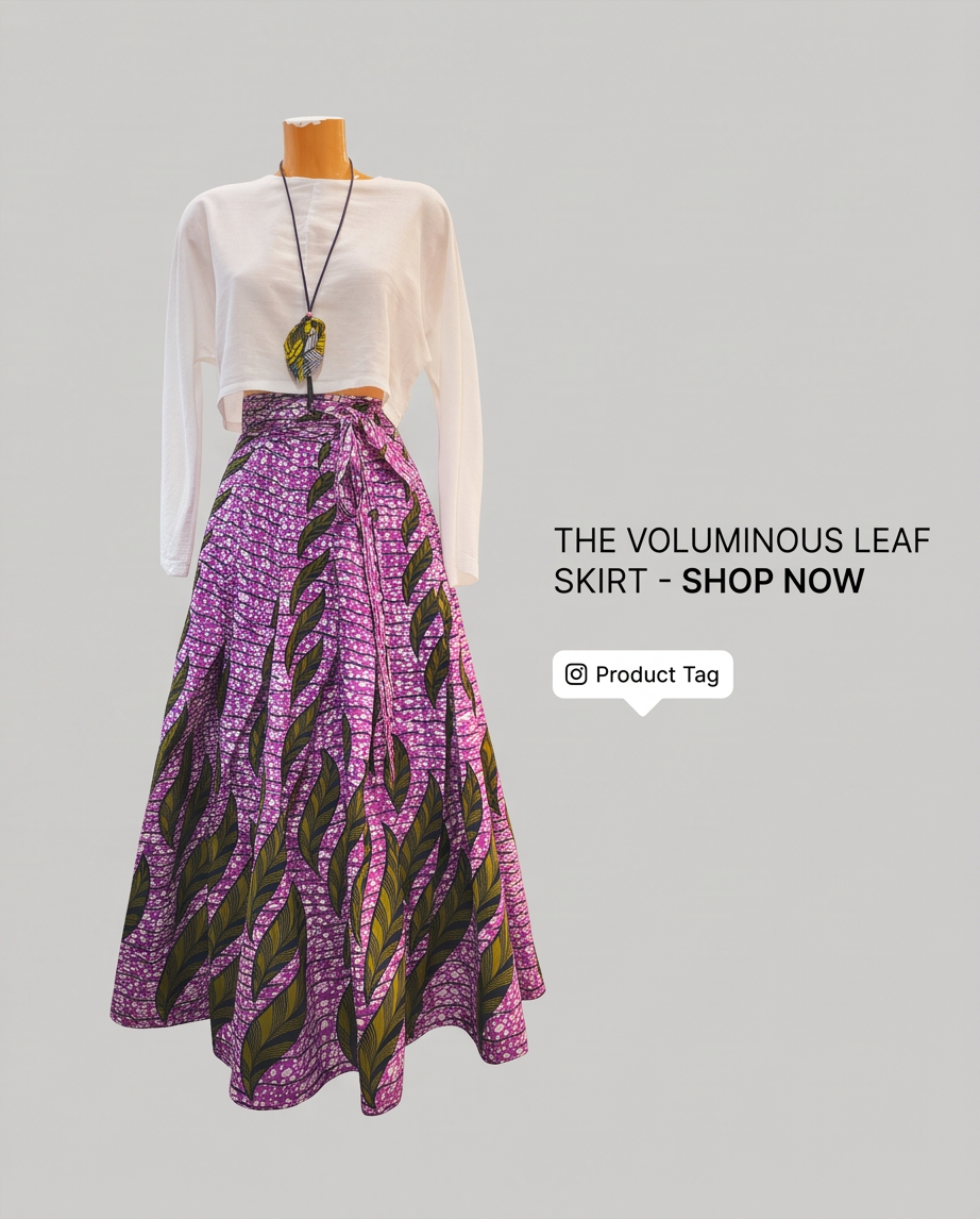 Pleated cotton african print skirt