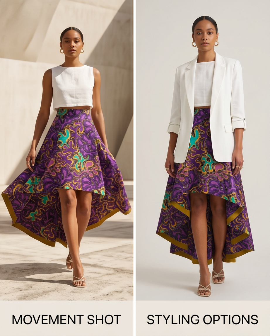 High low voluminous skirt