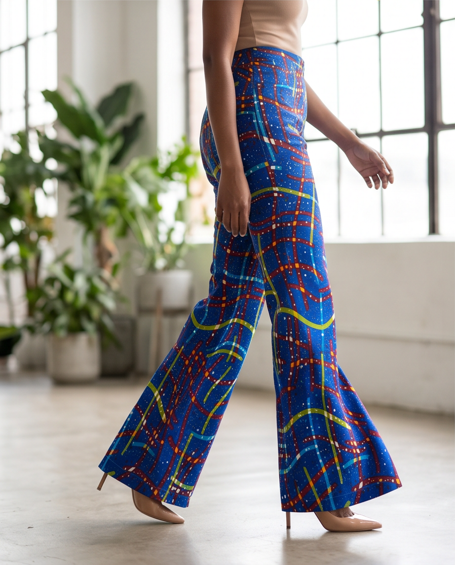 Bootleg african print trousers