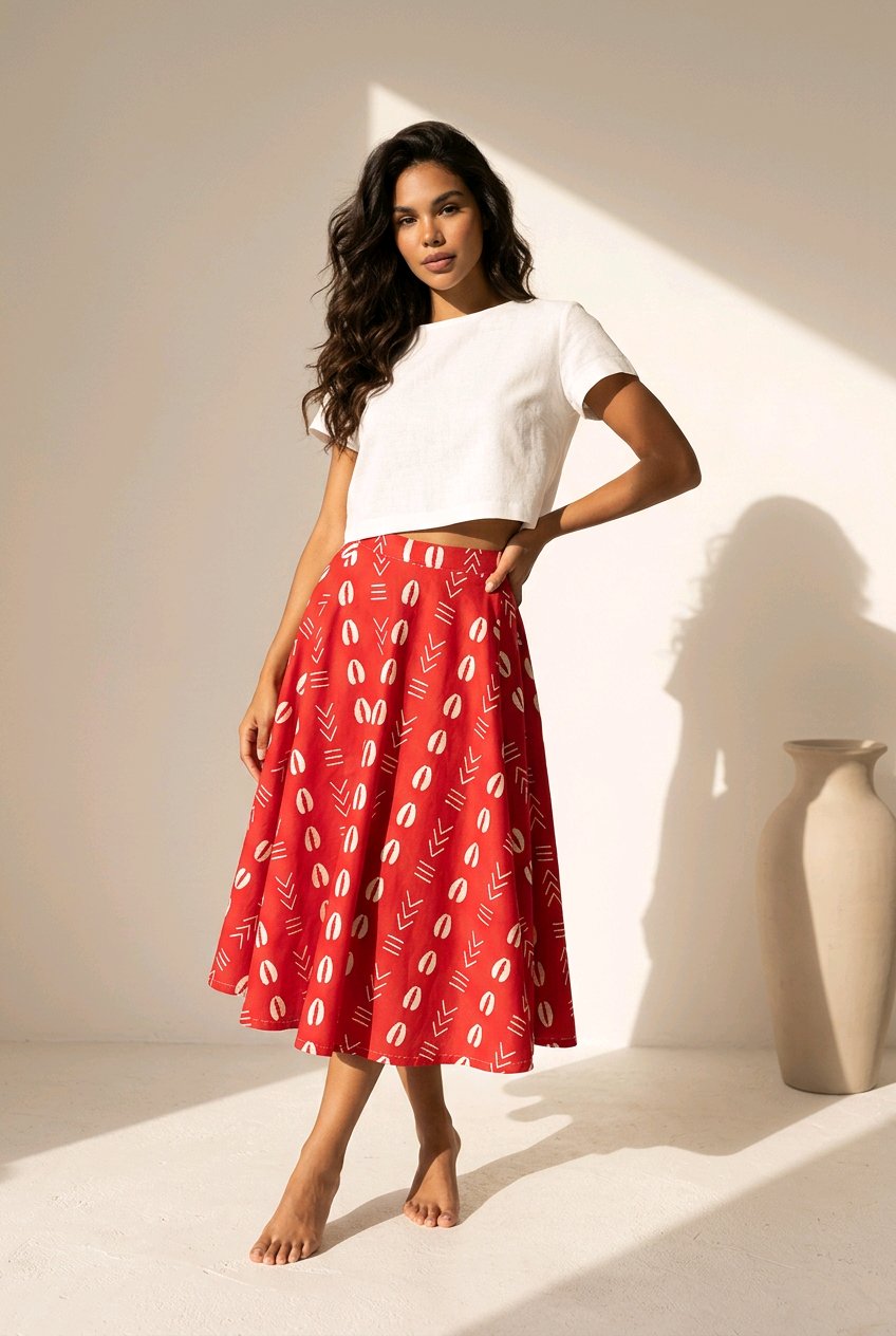 Midi length African skirt