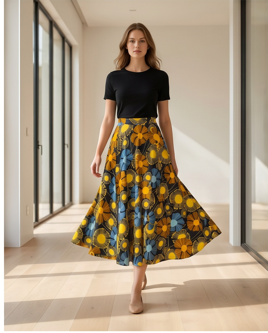 Full length voluminous skirt