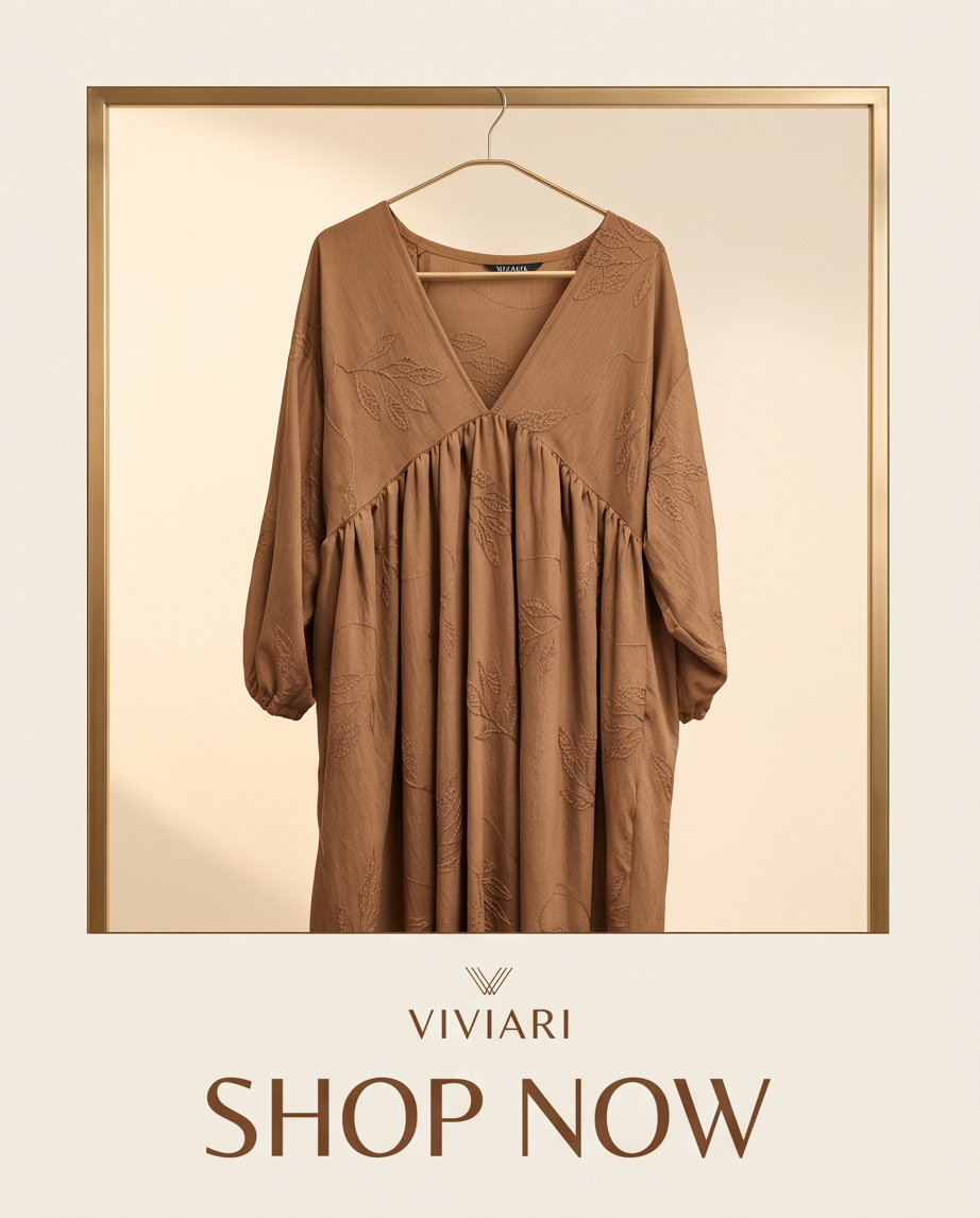 Caramel brown embroidered dress