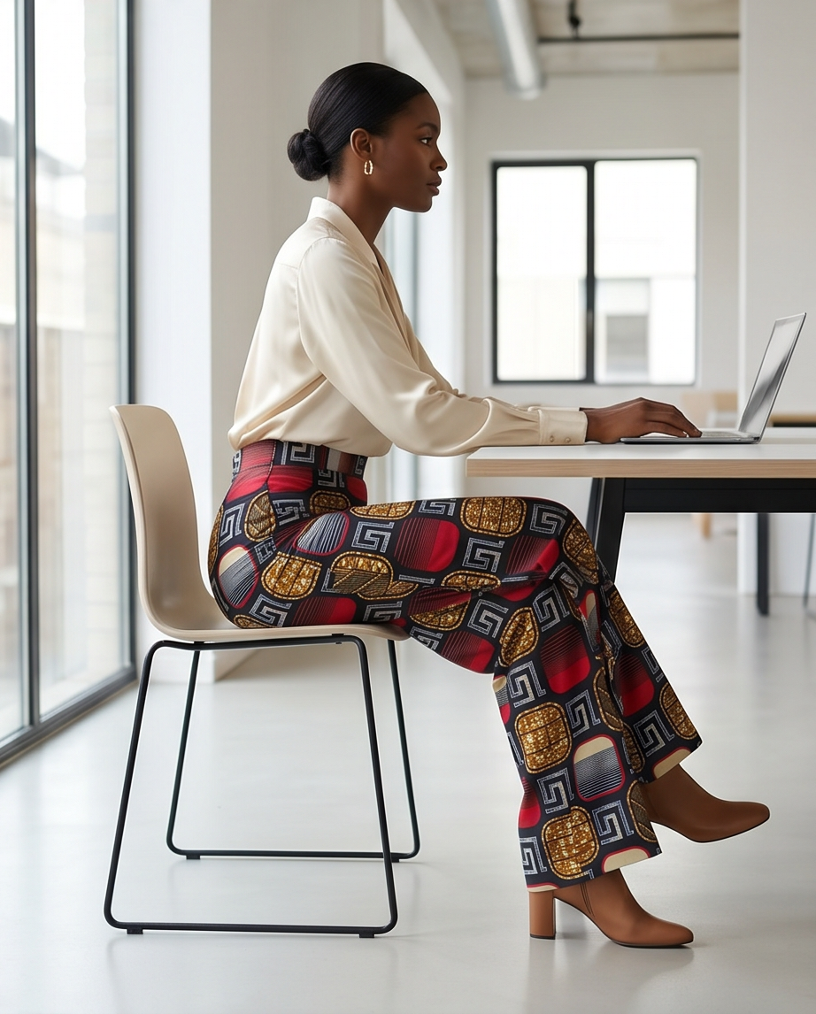 High waist Bootleg african print trousers