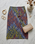 Pencil skirt with ruffles and front side slit opening