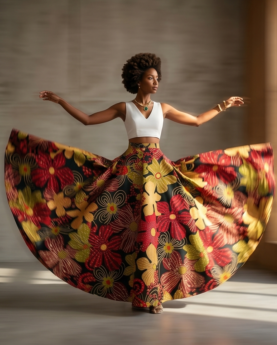 Full length voluminous skirt