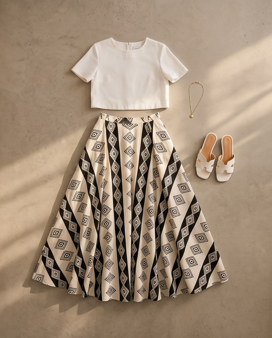 B/W full length skirt