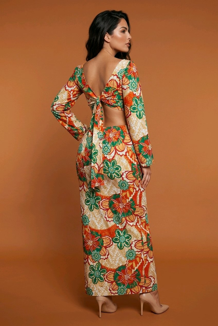 Full length dress with front slit opening