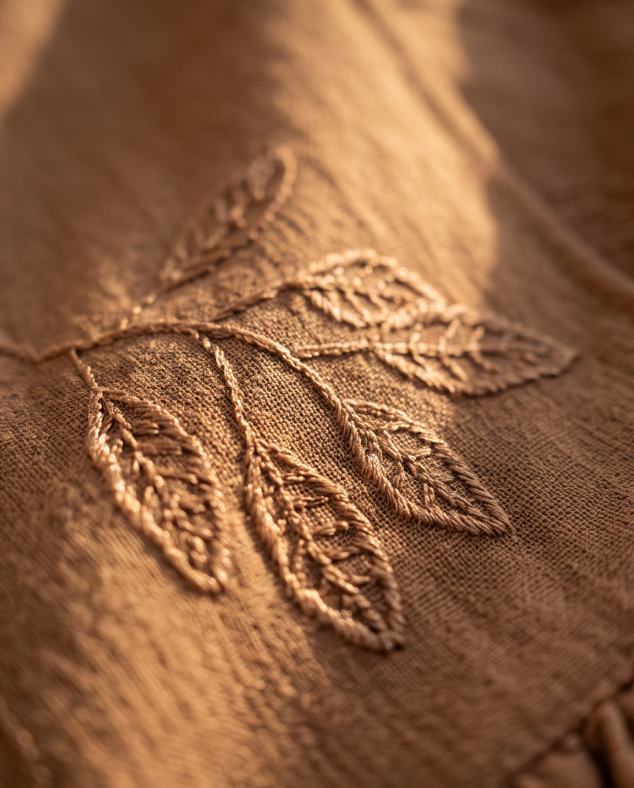 Caramel brown embroidered dress