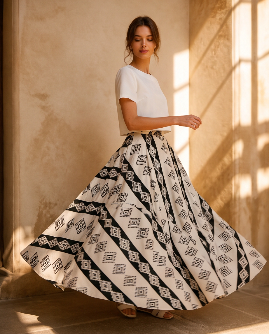 B/W full length skirt
