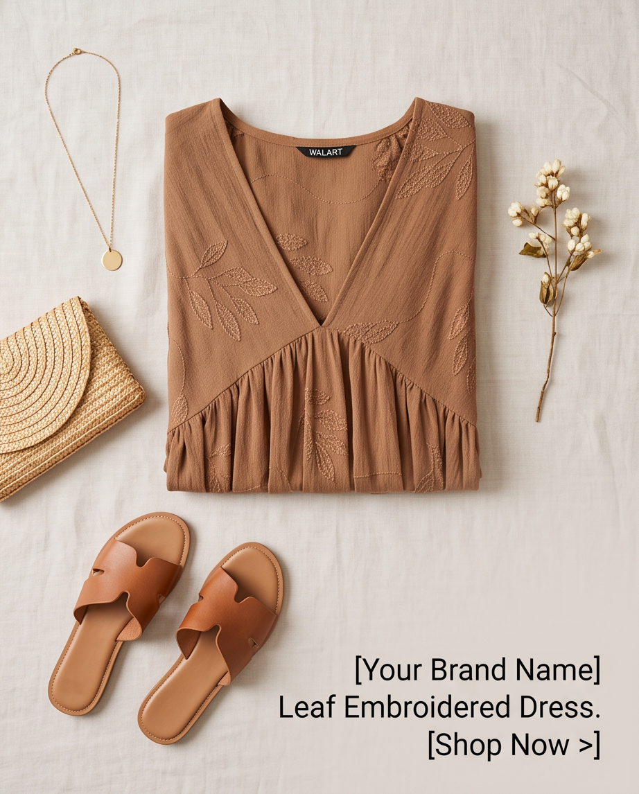 Caramel brown embroidered dress